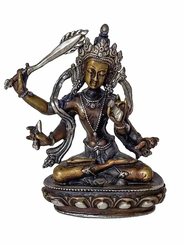 Statue traditionnelle en cuivre de Manjushri du Népal