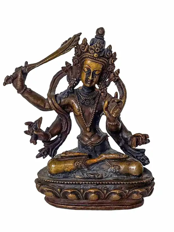 Statue en cuivre de Manjushri bouddhiste provenant du Népal