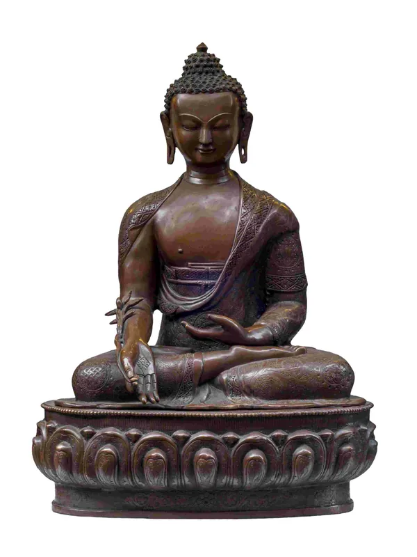 Statue en cuivre du Bouddha de la Médecine tibétaine