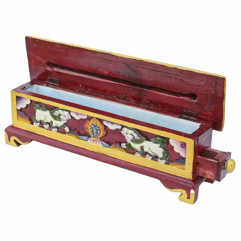 Brûleur d’encens en bois avec lion des neiges