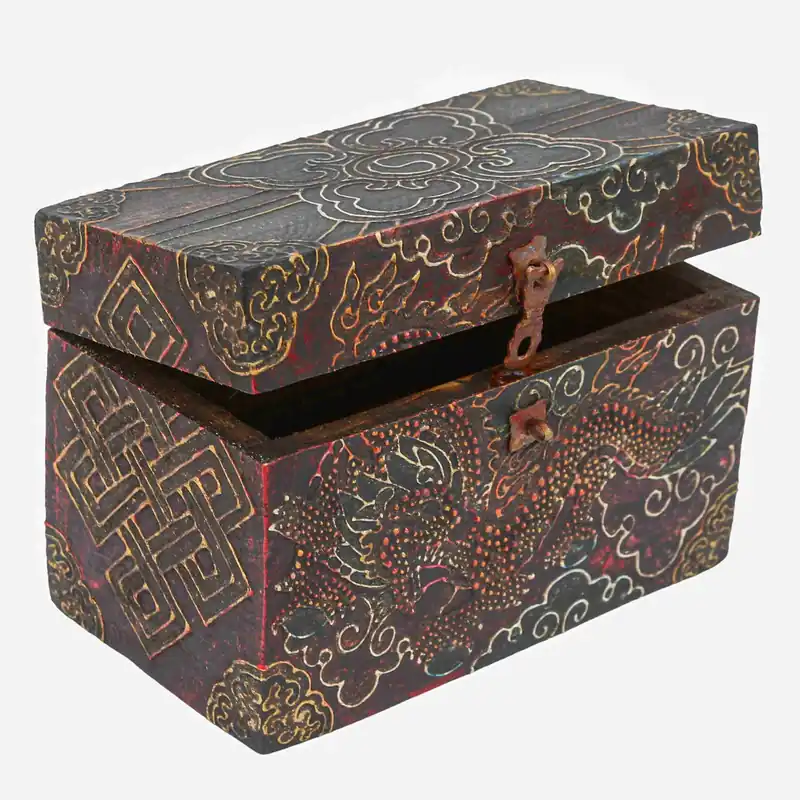 Boîte tibétaine avec motif du nœud sans fin