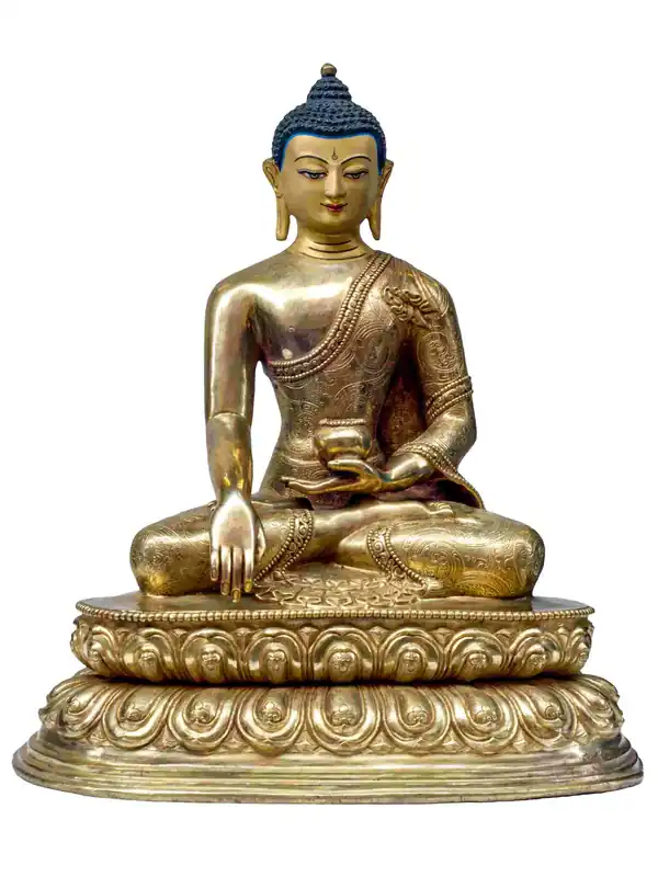 Statue en cuivre du Bouddha Gautama tibétain