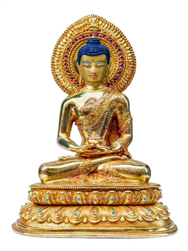 Statue traditionnelle en cuivre d’Amitabha Bouddha