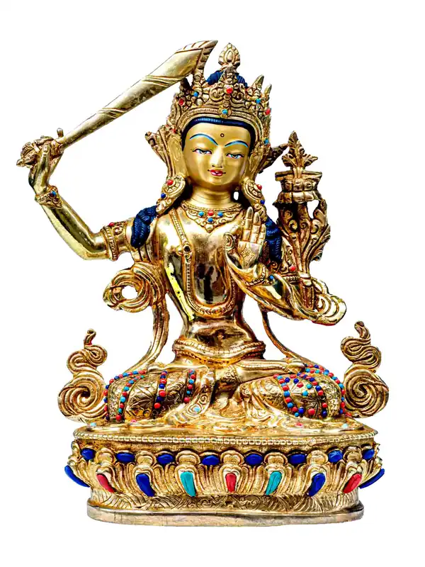 Statue en cuivre du Bouddhiste Manjushri