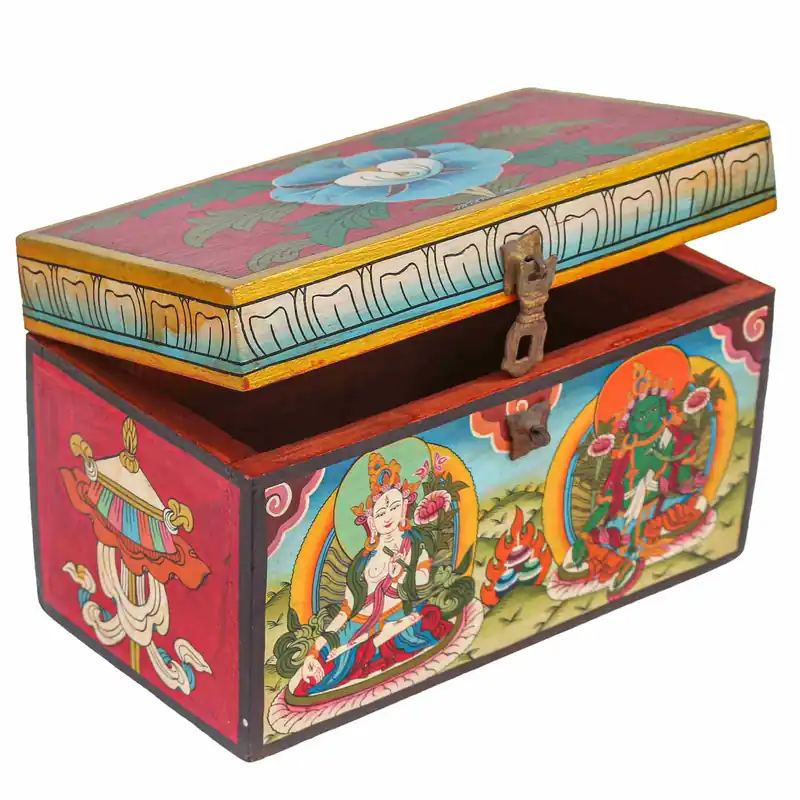 Boîte tibétaine avec motif de Tara Blanche