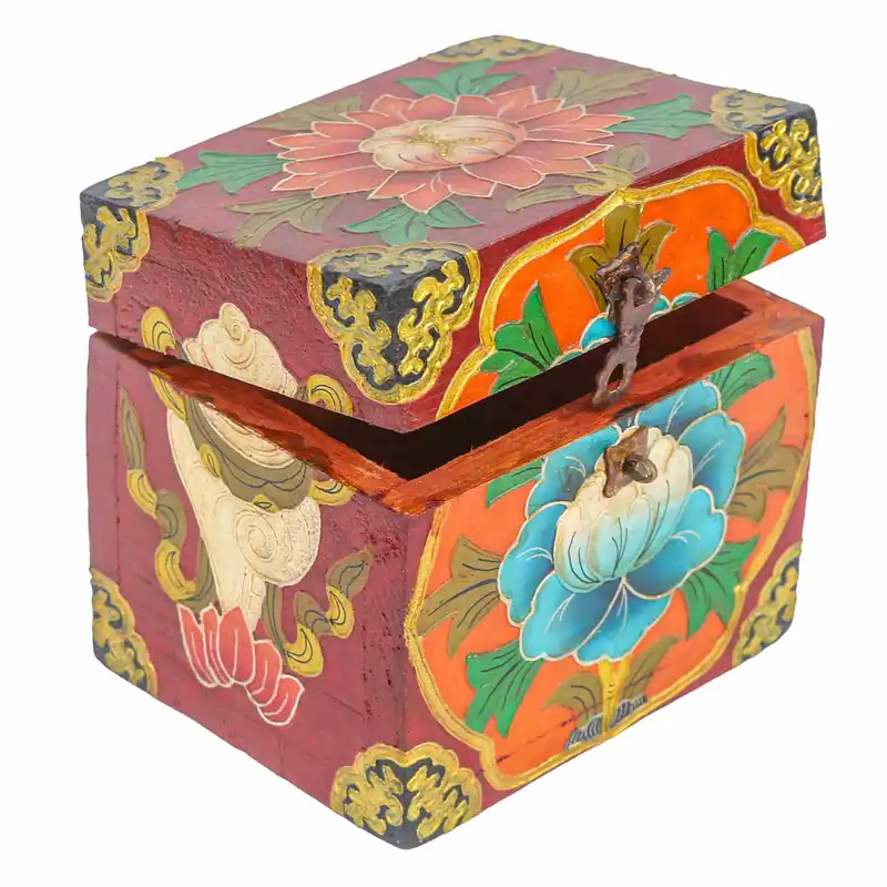 Boîte tibétaine avec motif de fleurs