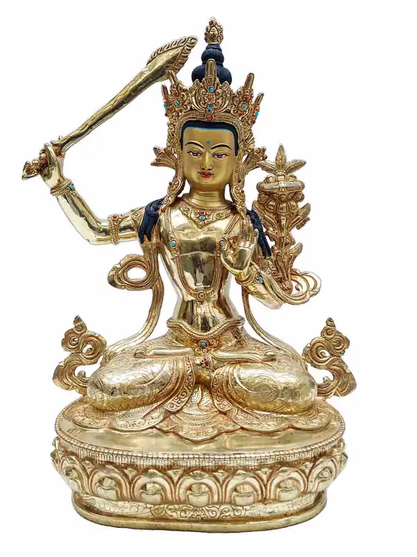 Statue en cuivre de Manjushri tibétain