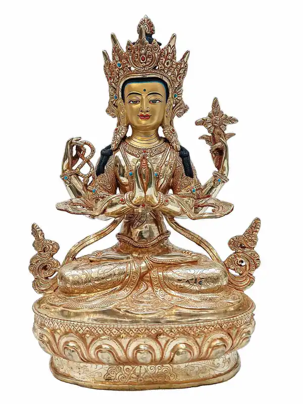 Statue en cuivre de Chenrezig