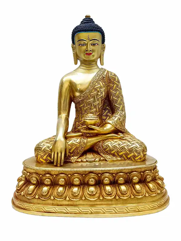 Statue en cuivre du Bouddha Shakyamuni tibétain provenant du Népal.