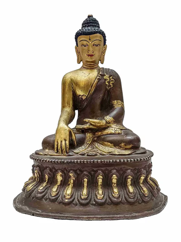 Statue en cuivre de Bouddha Shakyamuni faite à la main