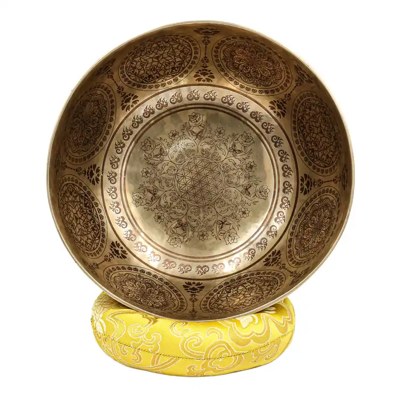 Bol bouddhiste Jambati moderne en mandala sculpté de 10 cm