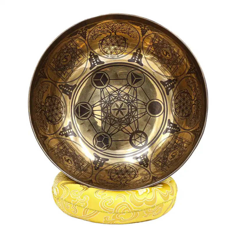 Bol chantant tibétain Jambati moderne en forme de mandala sculpté