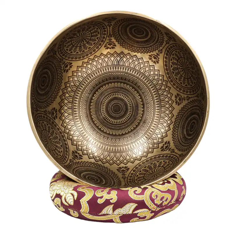 Bol chantant Jambati moderne de 11 cm, sculpté en forme de mandala.