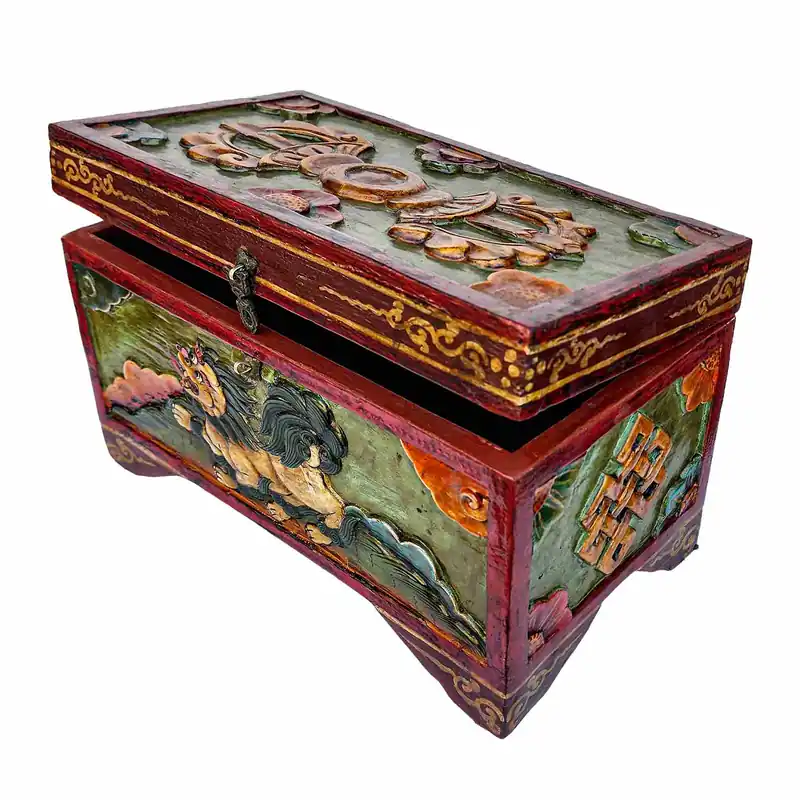 Boîte tibétaine avec motif de tigre