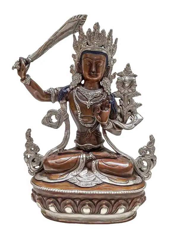 Statue en cuivre de Manjushri