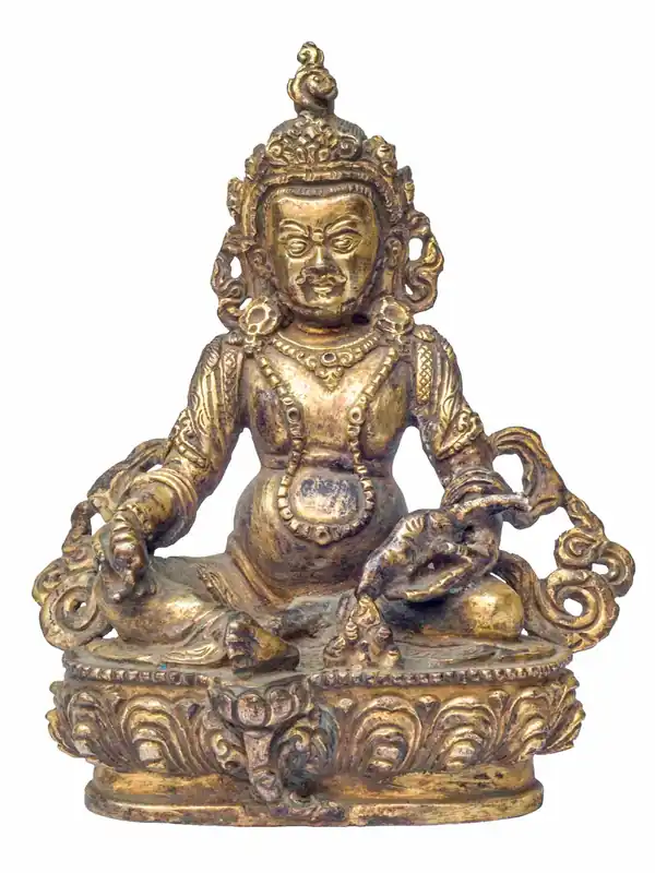 Statue en cuivre du Jambhala jaune tibétain