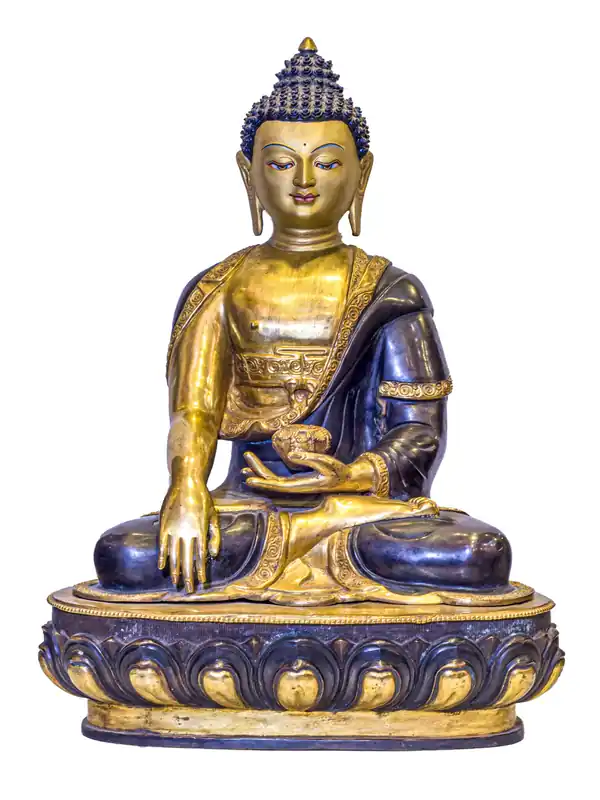 Statue en cuivre du Bouddha Shakyamuni bouddhiste