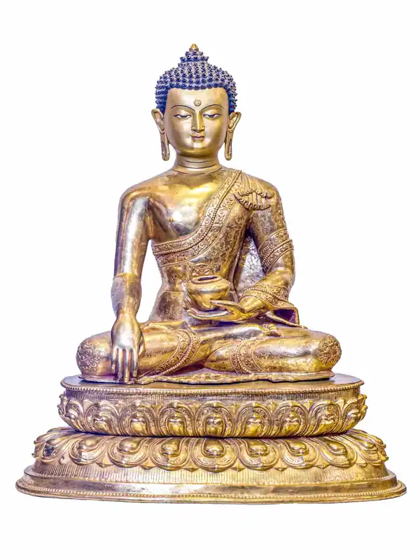 Statue en cuivre du Bouddha Shakyamuni tibétain