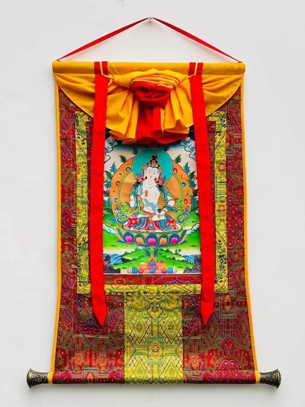 Peinture de Vajrasattva encadrée en soie