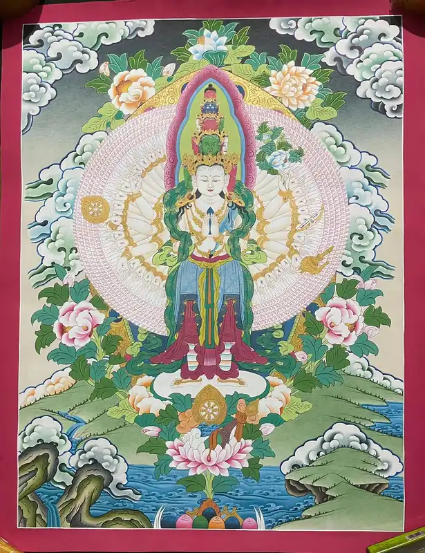 Peinture tibétaine d’Avalokiteshvara