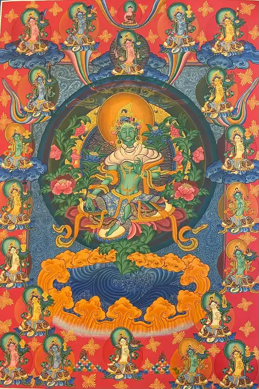 Peinture traditionnelle de Thangka des 21 Taras