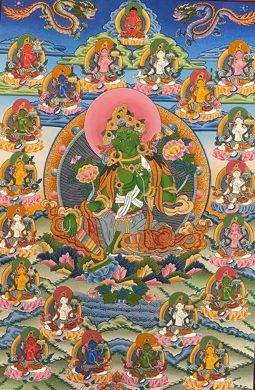Peinture thangka des 21 Taras