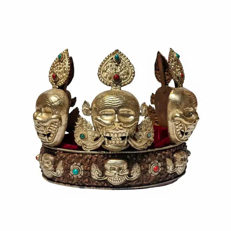Couronne bouddhiste plaquée argent
