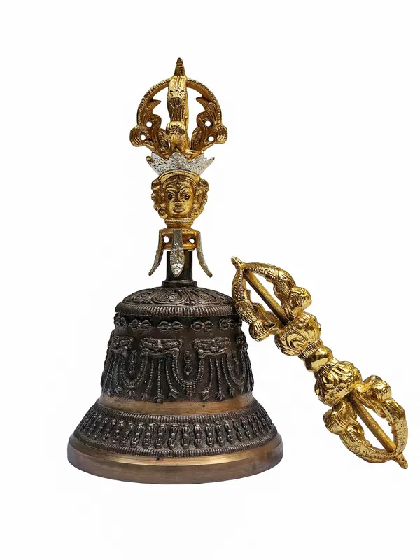 Ensemble de cloche en laiton et vajra du Népal