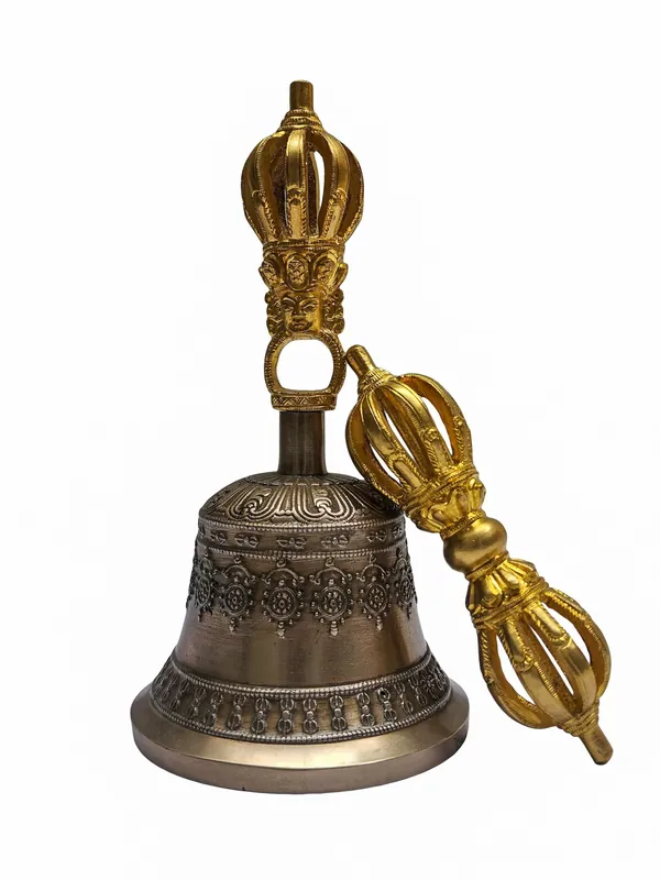 Ensemble de cloche en laiton et vajra bouddhiste du Népal