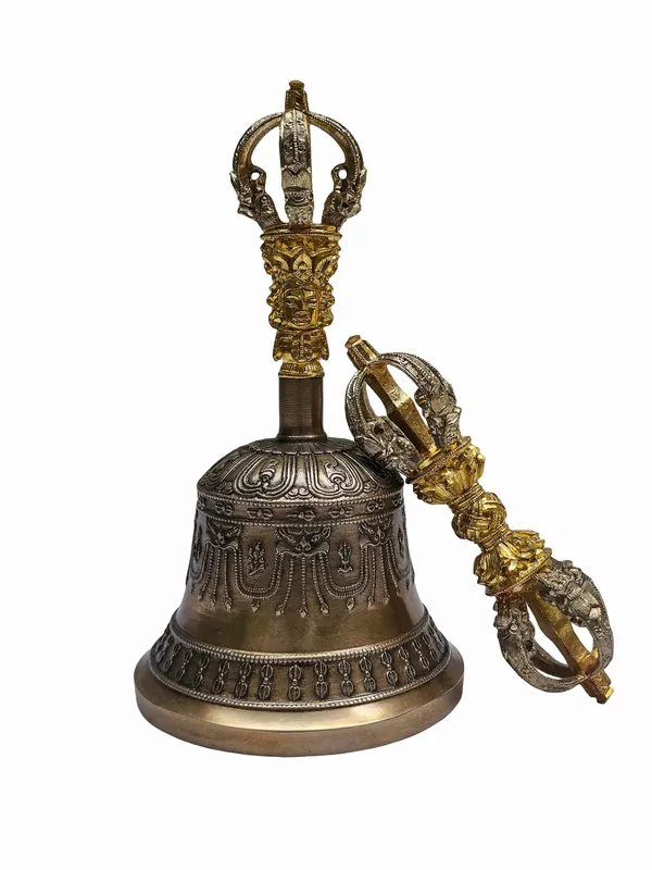 Ensemble de cloche en laiton tibétain et vajra du Népal