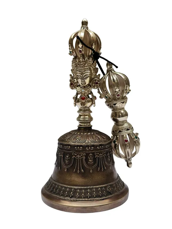 Ensemble de cloche et vajra en laiton et argent