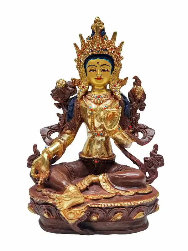 Statue de la Tara verte en cuivre – déesse de la compassion