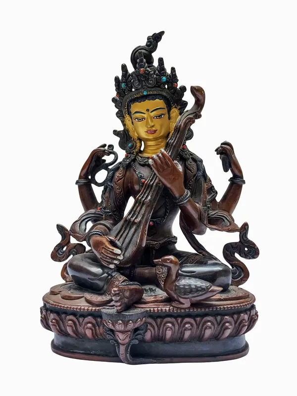 Statue en cuivre de Saraswati du Népal