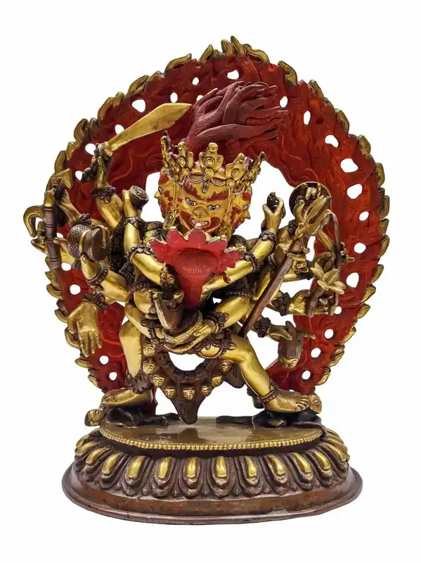 Statue en cuivre de Mahakala du Népal