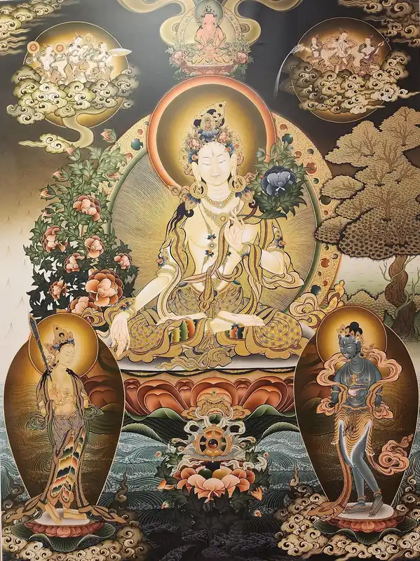 Peinture de la Déesse Blanche Tara avec Aparimita
