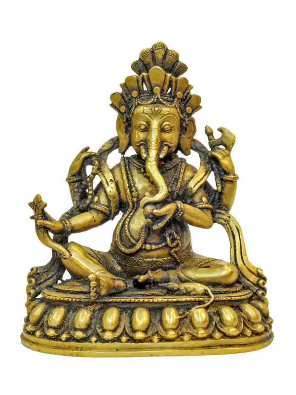 Statue rituelle en laiton de Ganesh