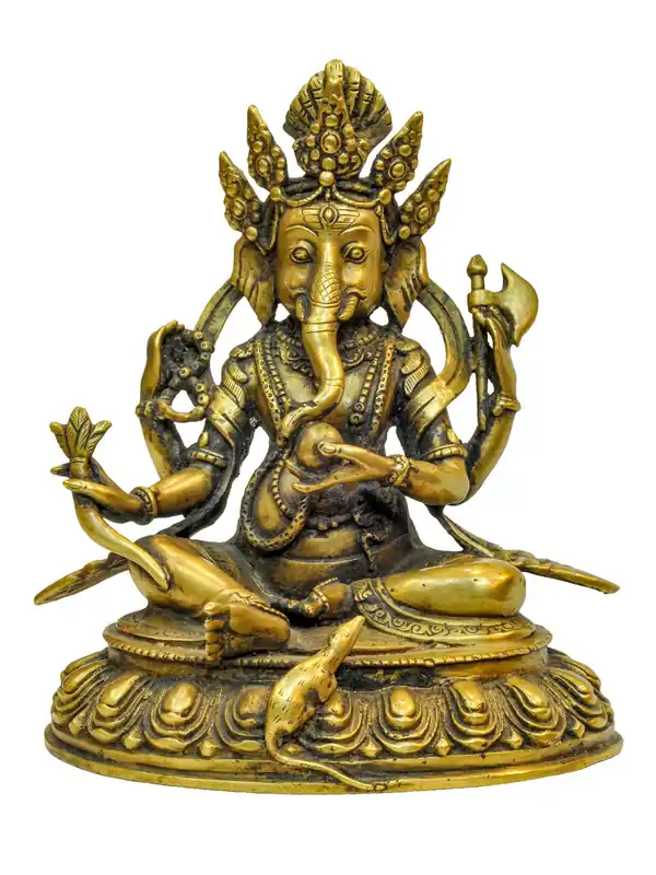 Statue traditionnelle en laiton de Ganesh