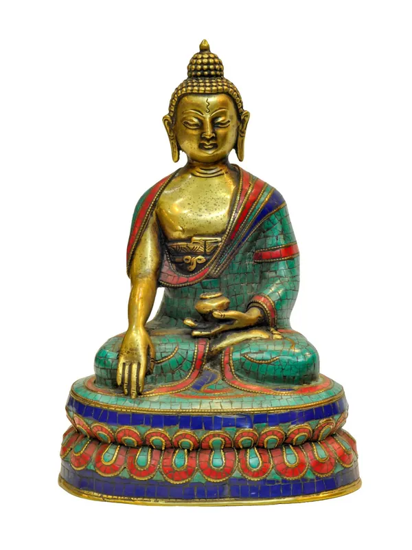 Statue en cuivre du Bouddha Gautama bouddhiste