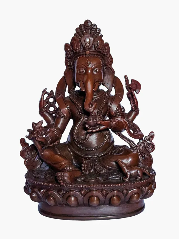 Statue rituelle en cuivre de Ganesh