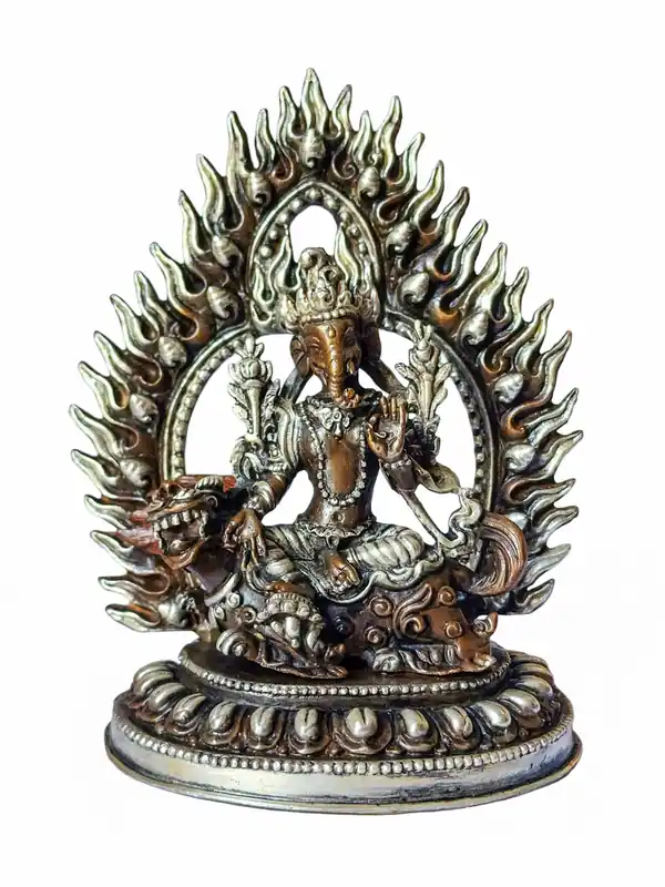 Statue en cuivre de Ganapati tibétain