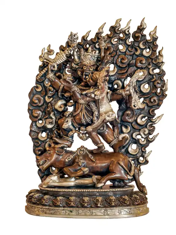 Statue rituelle en cuivre de Yamantaka