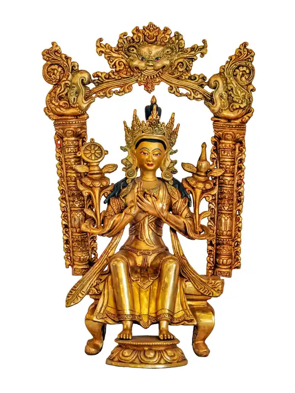 Statue traditionnelle en cuivre du Bouddha Maitreya