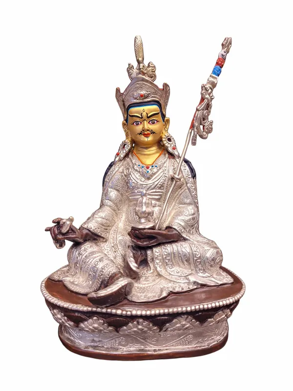 Statue traditionnelle en cuivre de Guru Rinpoche
