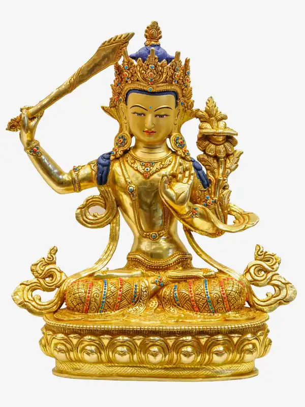 Divinité de la sagesse – Statue tibétaine de Manjushri