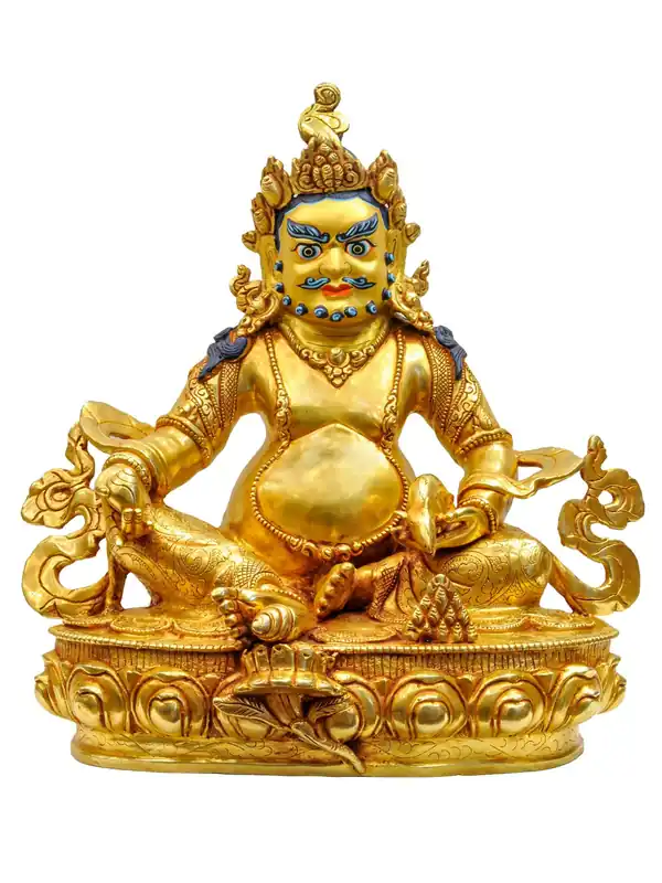 Statue traditionnelle de Jambhala jaune – Divinité de la richesse