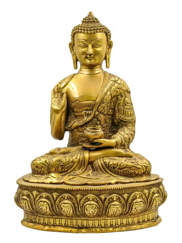 Statue en laiton d’Amoghasiddhi Bouddha