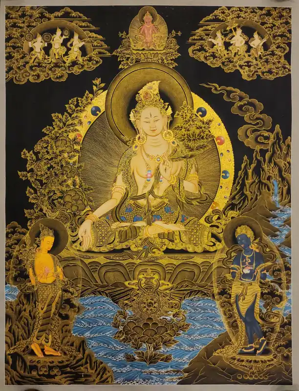 Dolma Karpo avec la Thangka d’Aparimita