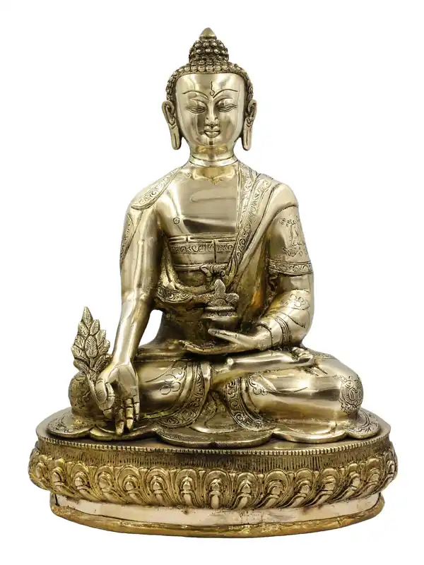 Statue traditionnelle en laiton du Bouddha de la Médecine