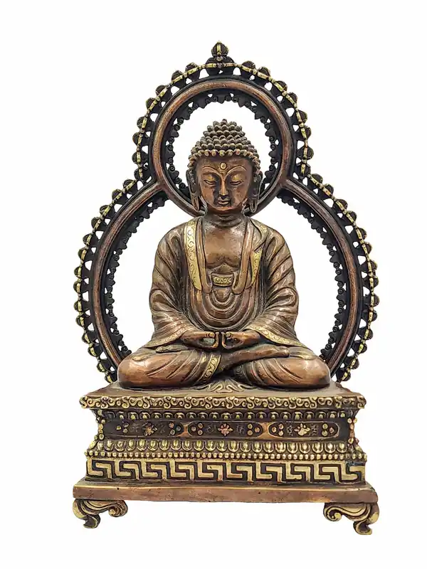 Statue en cuivre du Bouddha Amitabha tibétain
