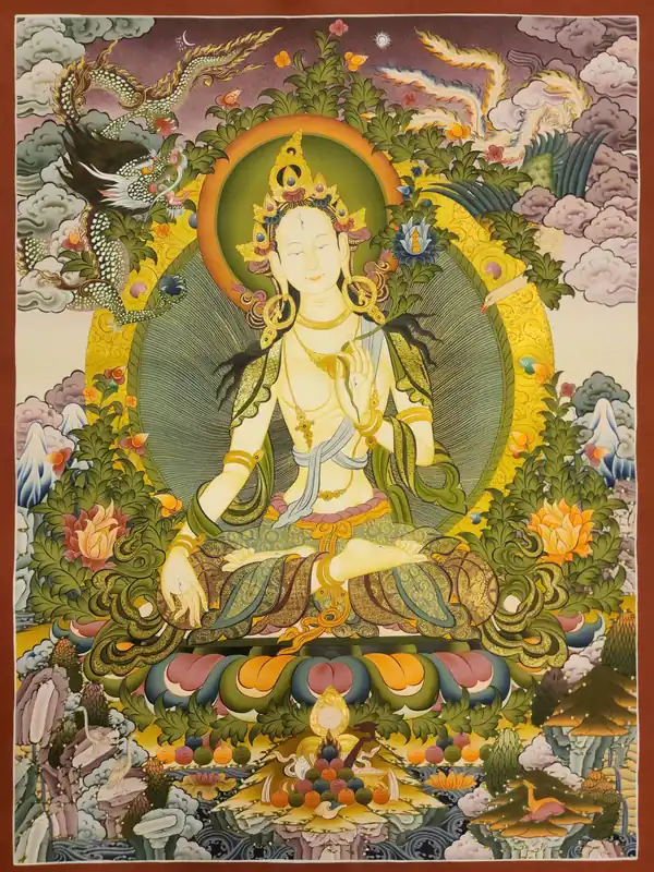Peinture tibétaine de la déesse blanche Tara